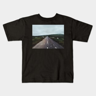 Sheep Crossing Countryside Road at Dawn Kids T-Shirt